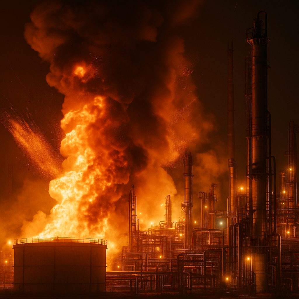 Drones Hit Russian Oil Refinery in Volgograd, Massive Fire Erupts After Explosions